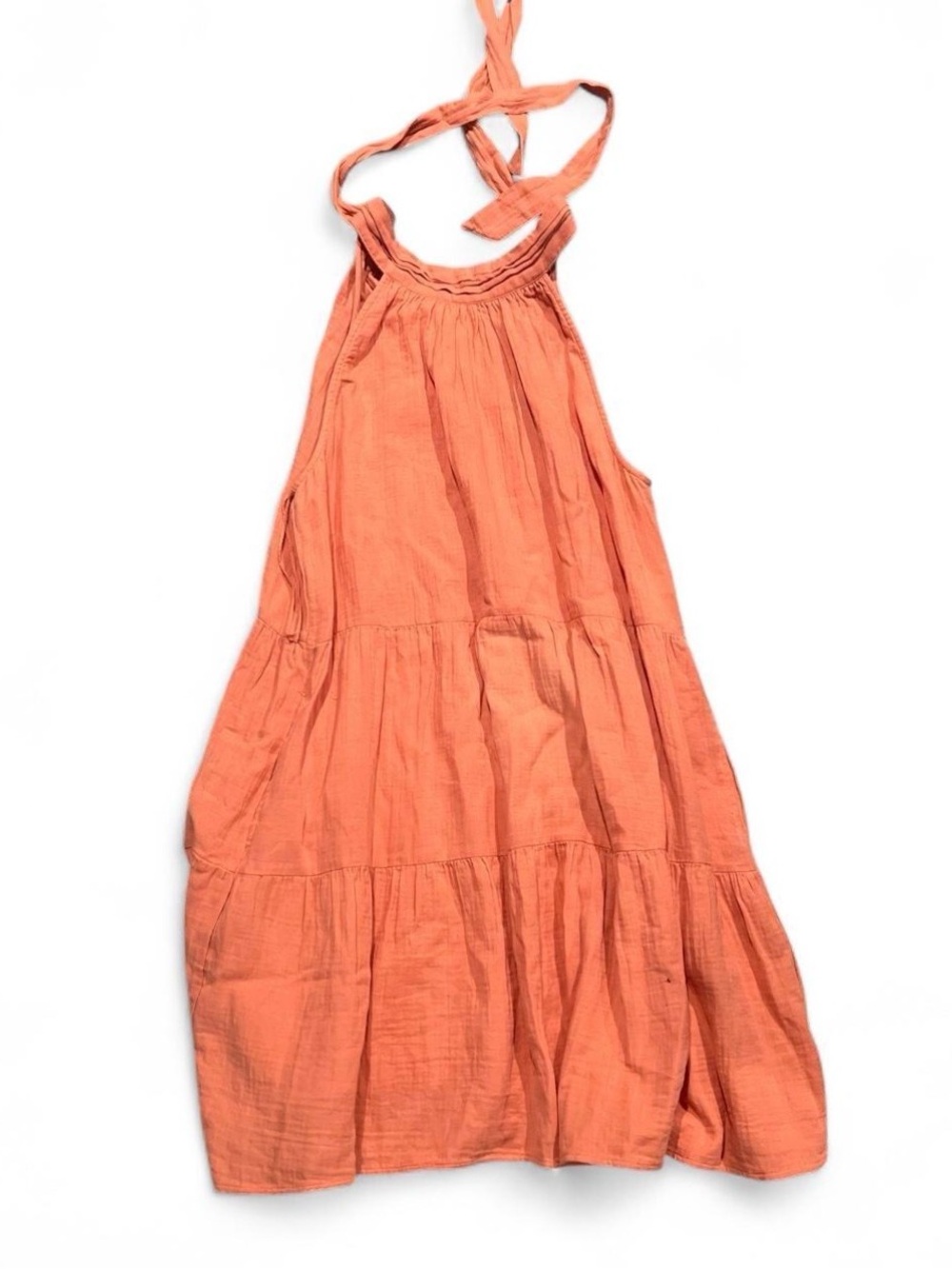 GAP Coral Orange Halter Tiered midi  Dress